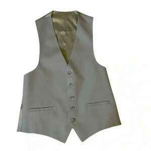 Men's Vest 2 Front Pockets Back Adjustable Belt Button Down Silver Grey